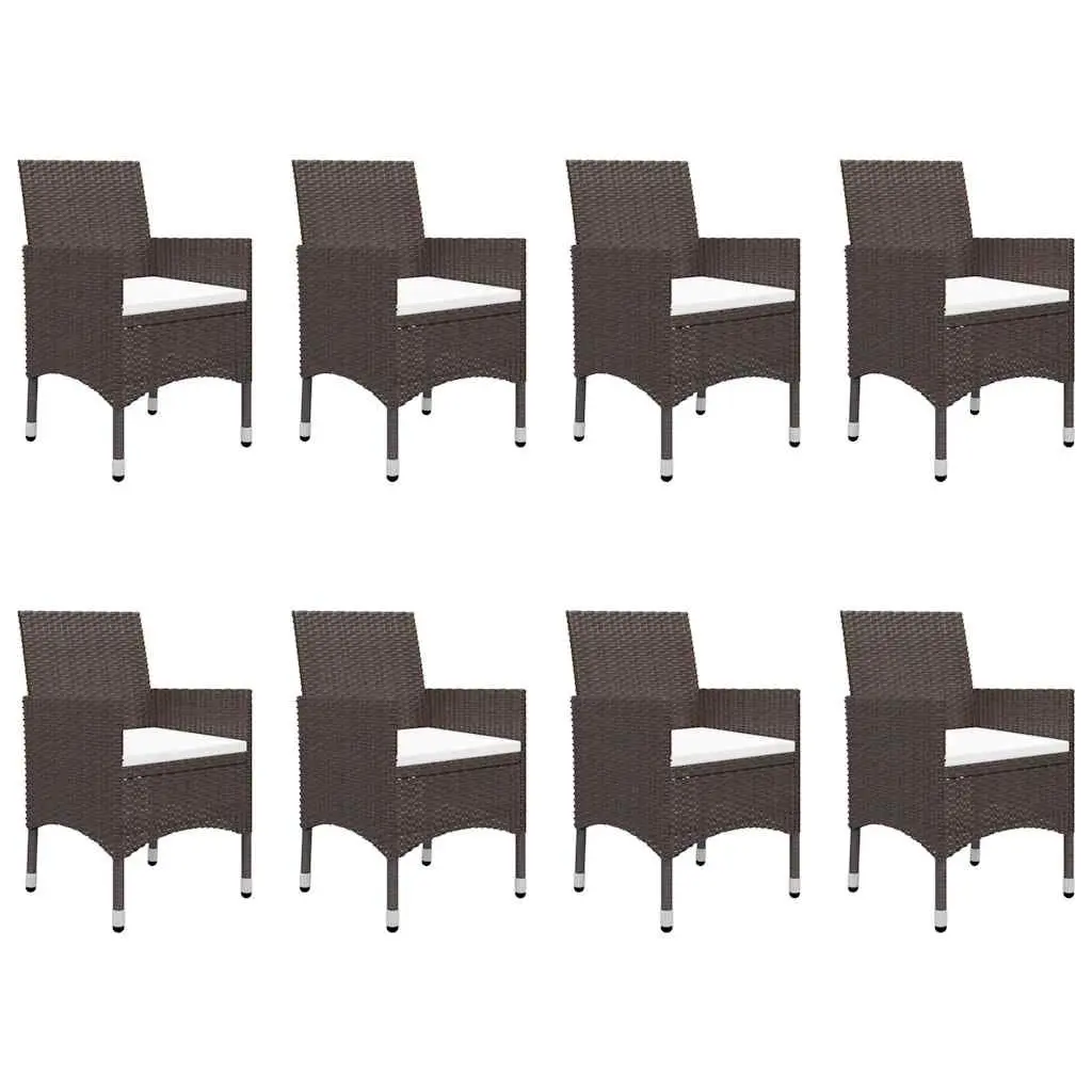 Garden Dining Set Brown 9 Piece Outdoor Table Chairs Rattan Furniture