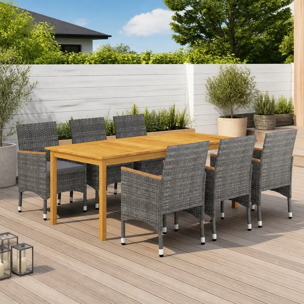 7 Piece Garden Dining Set with Padded Cushions