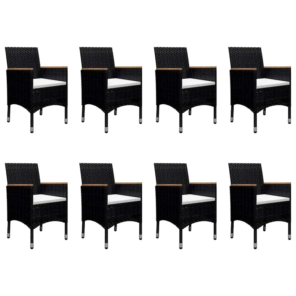9 Piece Garden Dining Set Black Outdoor Furniture Patio Chairs Table