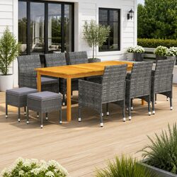 11-Piece Outdoor Dining Set with Acacia Wood