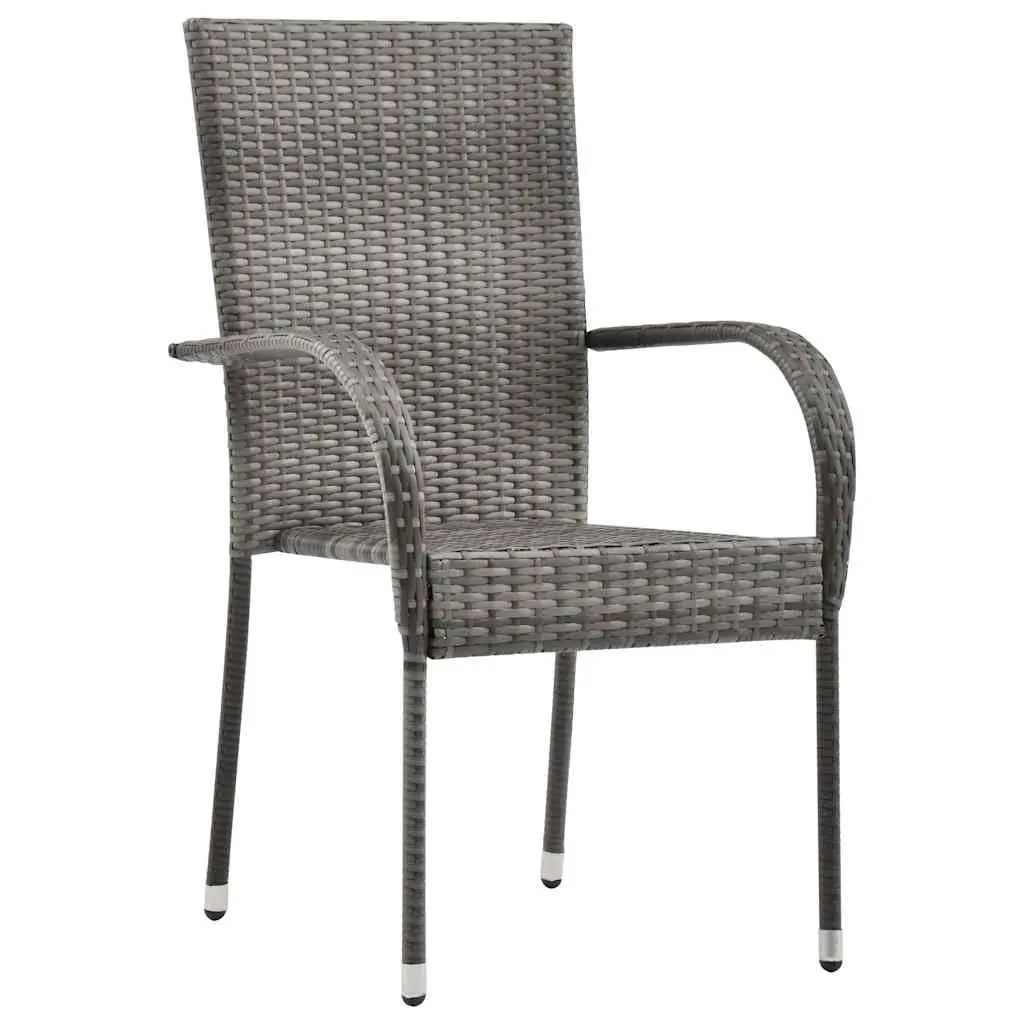 7 Piece Garden Dining Set Outdoor Table Chairs Acacia Wood PE Rattan Grey