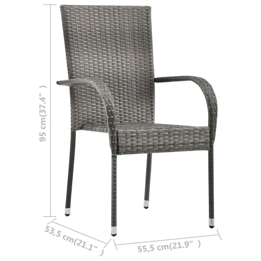 7 Piece Garden Dining Set Outdoor Table Chairs Acacia Wood PE Rattan Grey