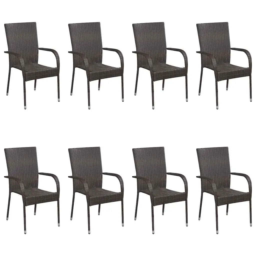9-Piece Garden Dining Set with Rattan Chairs
