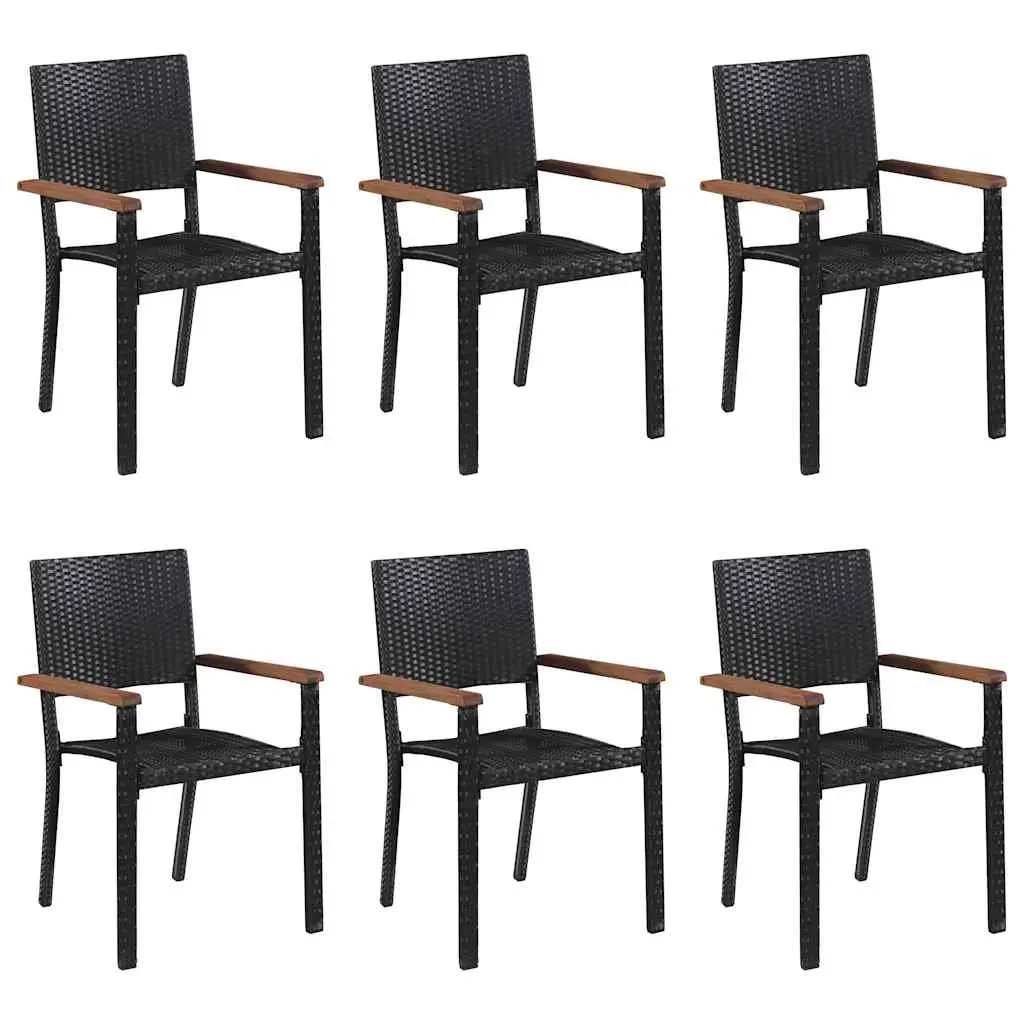 Garden Dining Set Black 7 Piece Outdoor Table Chairs Weather Resistant PE Rattan