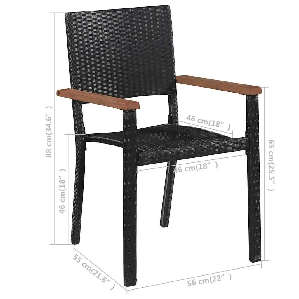 Garden Dining Set Black 7 Piece Outdoor Table Chairs Weather Resistant PE Rattan
