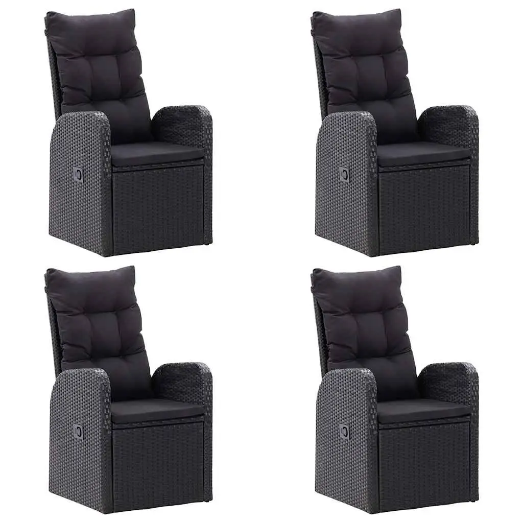 7 Piece Black Garden Dining Set with Acacia Table