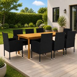 Efficient 9 Piece Garden Dining Set in Black