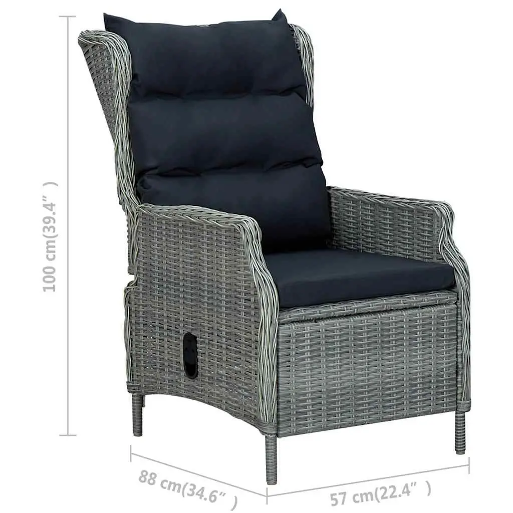 9 Piece Garden Dining Set Grey Acacia Wood Table Steel Rattan Chair Outdoor