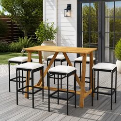 Compact 7 Piece Outdoor Bar Set for Relaxation