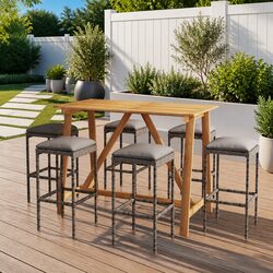 7 Piece Grey Garden Bar Set - Elegant and Durable