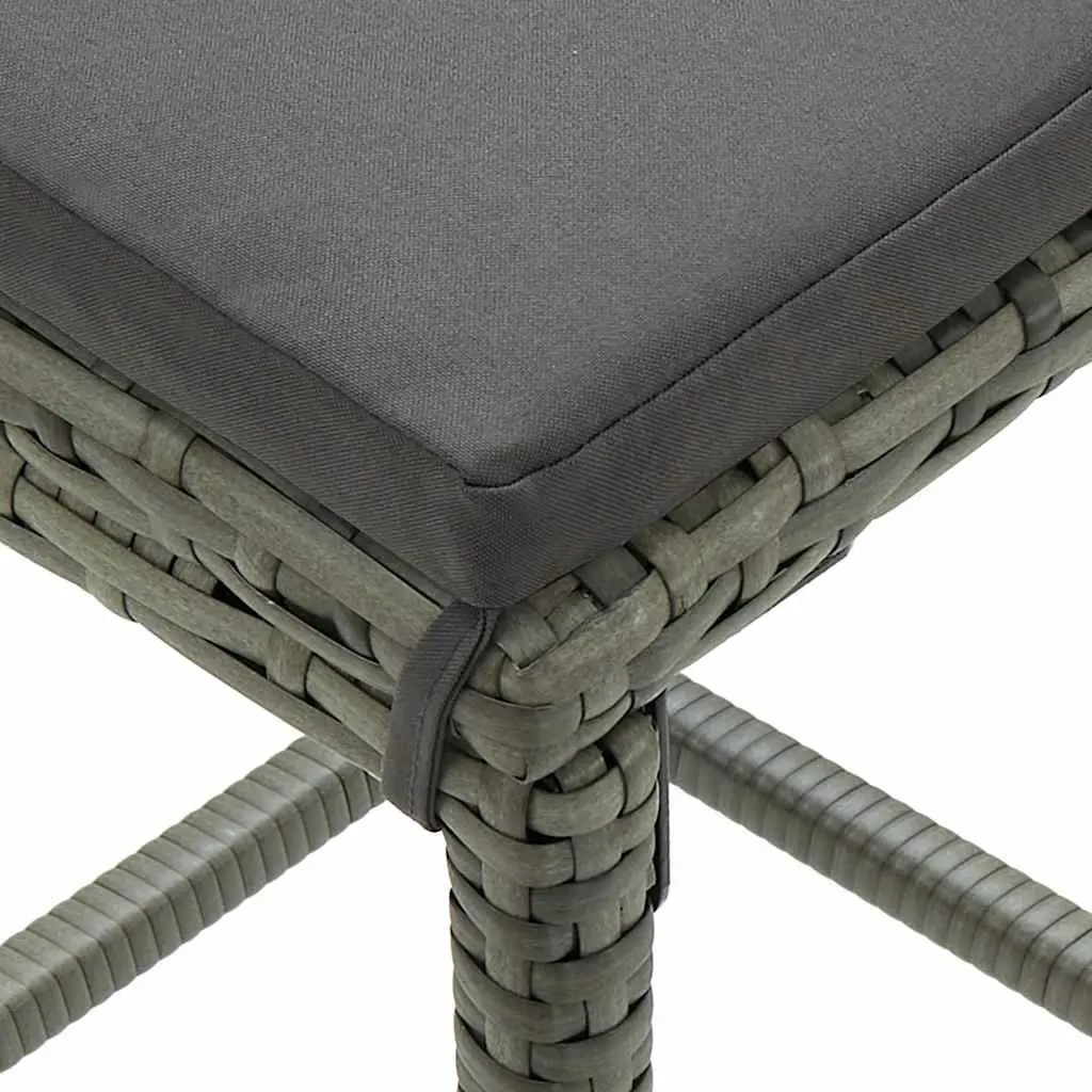 Garden Bar Set Grey 7 Piece Outdoor Patio Furniture with Cushions Table and Stools