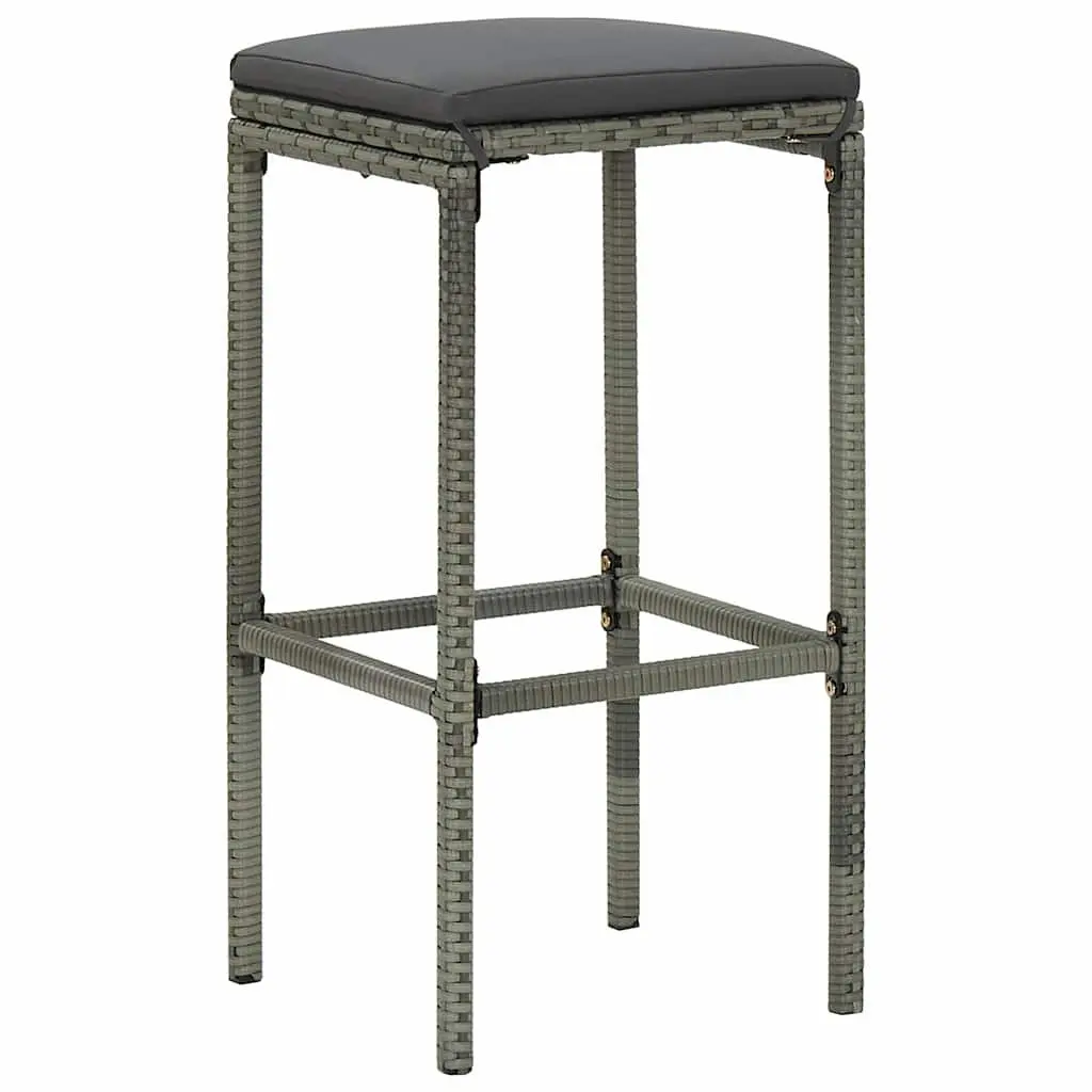 Garden Bar Set Grey 7 Piece Outdoor Patio Furniture with Cushions Table and Stools