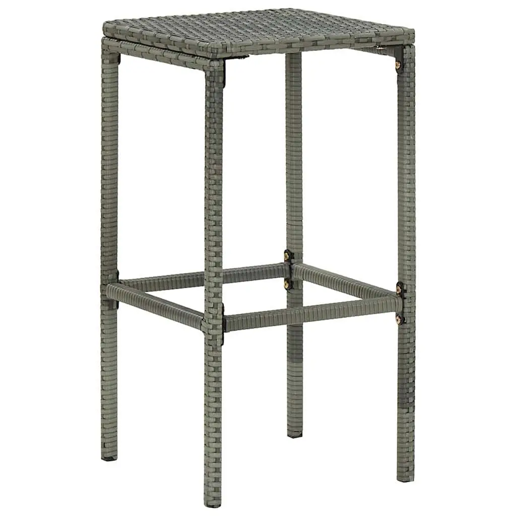 Garden Bar Set Grey 7 Piece Outdoor Patio Furniture with Cushions Table and Stools