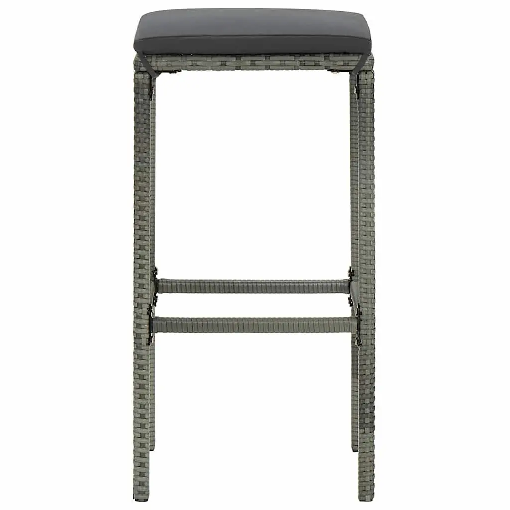 Garden Bar Set Grey 7 Piece Outdoor Patio Furniture with Cushions Table and Stools
