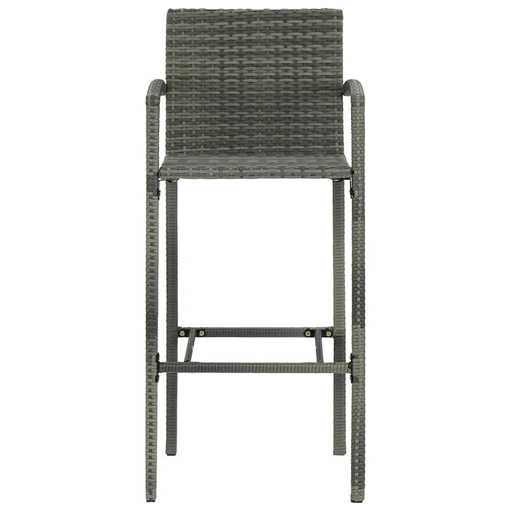 5 Piece Garden Bar Set Grey Rattan Stool Table Outdoor Patio Furniture