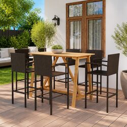 Concise 7 Piece Outdoor Bar Set with Acacia Wood