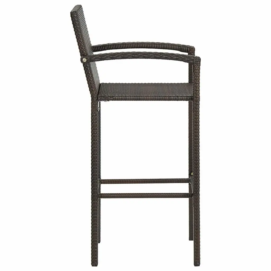 7 Piece Garden Bar Set Brown Acacia Wood Steel PE Rattan Patio Outdoor Furniture