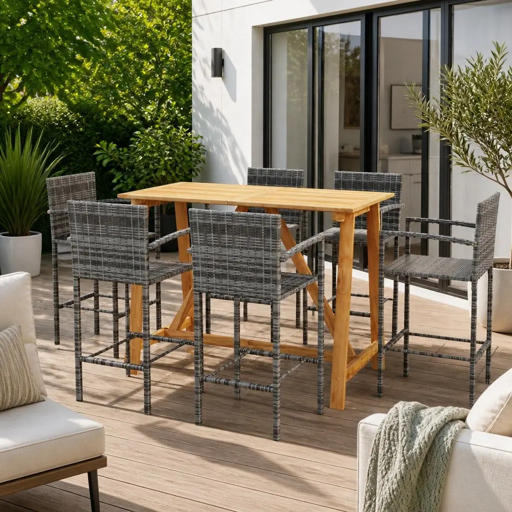 7 Piece Grey Garden Bar Set