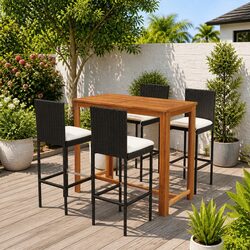Compact and Elegant 5 Piece Garden Bar Set in Black