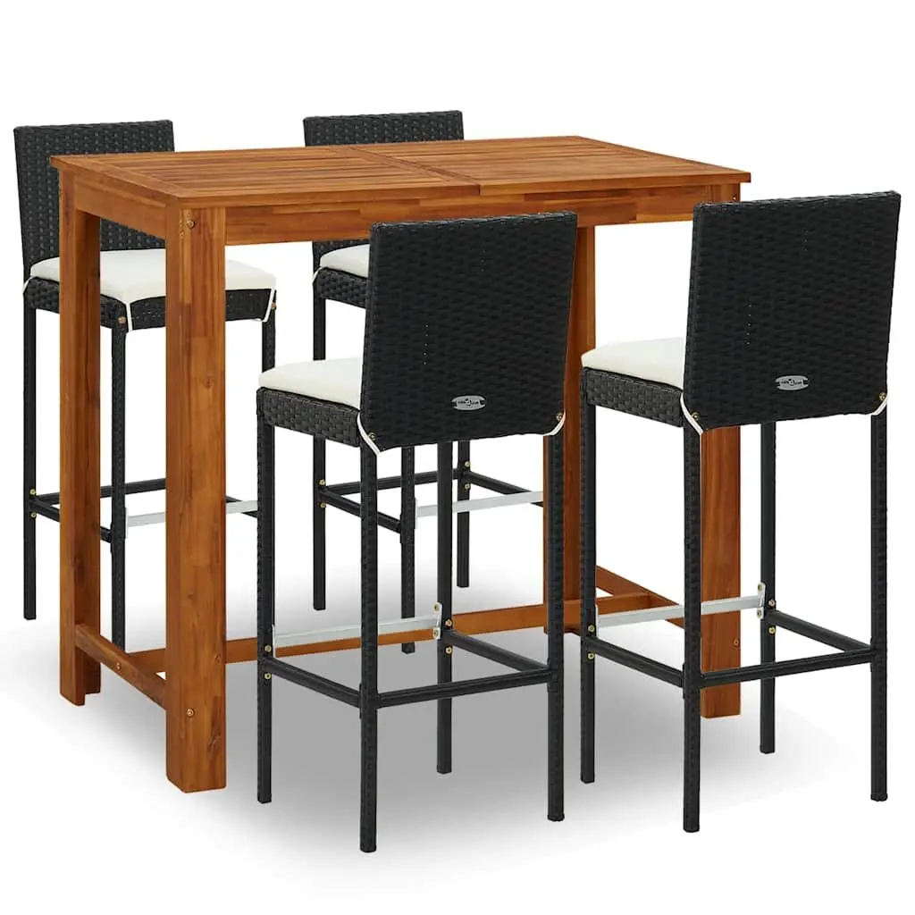 5 Piece Garden Bar Set in Black