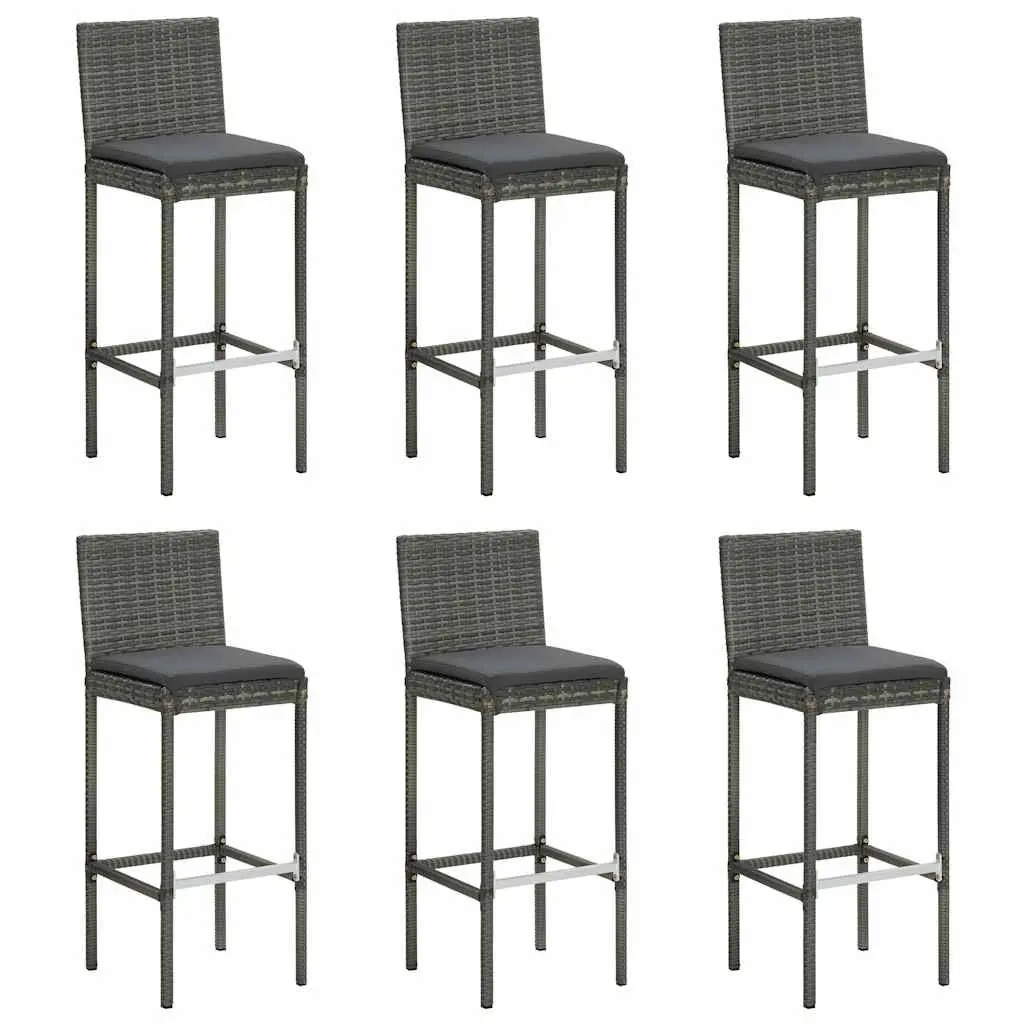 7 Piece Garden Bar Set Outdoor Patio Furniture with Seat Cushions Rattan Stools