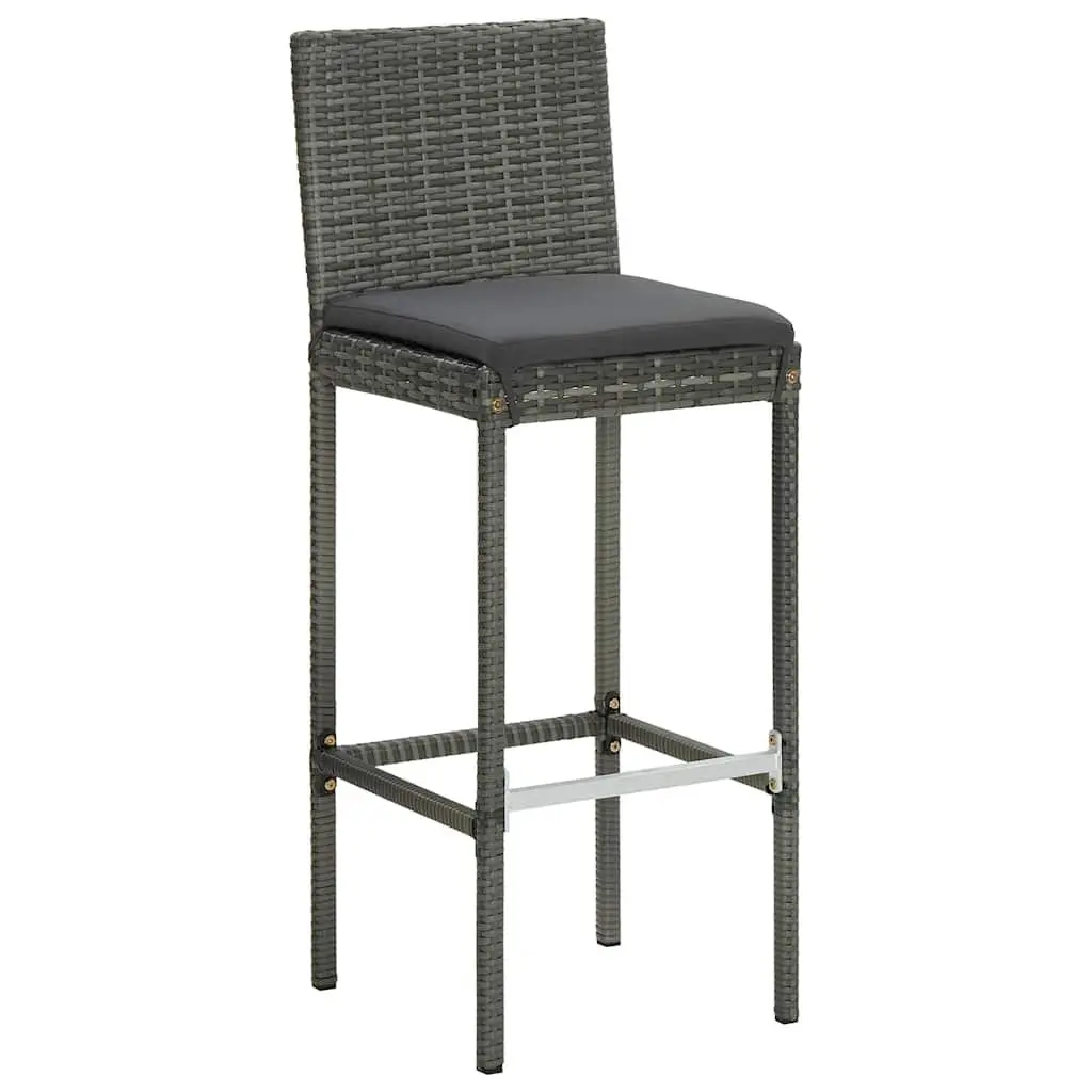 7 Piece Garden Bar Set Outdoor Patio Furniture with Seat Cushions Rattan Stools