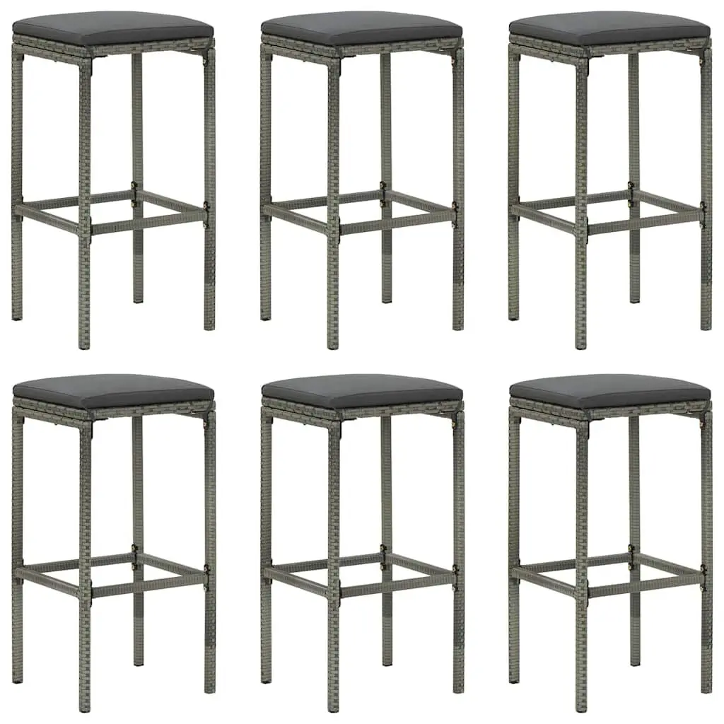 7 Piece Garden Bar Set Grey Outdoor Furniture with Removable Cushions Solid Acacia Wood Table Powder Coated Steel Frame Weather Resistant