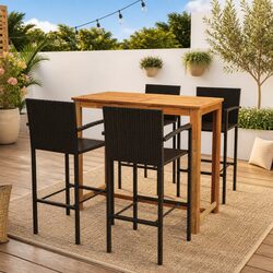 Compact and Stylish 5 Piece Outdoor Bar Set
