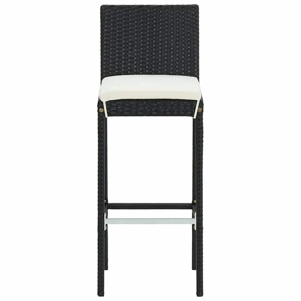 7 Piece Garden Bar Set with Cushions Black Outdoor Patio Furniture Table Stools
