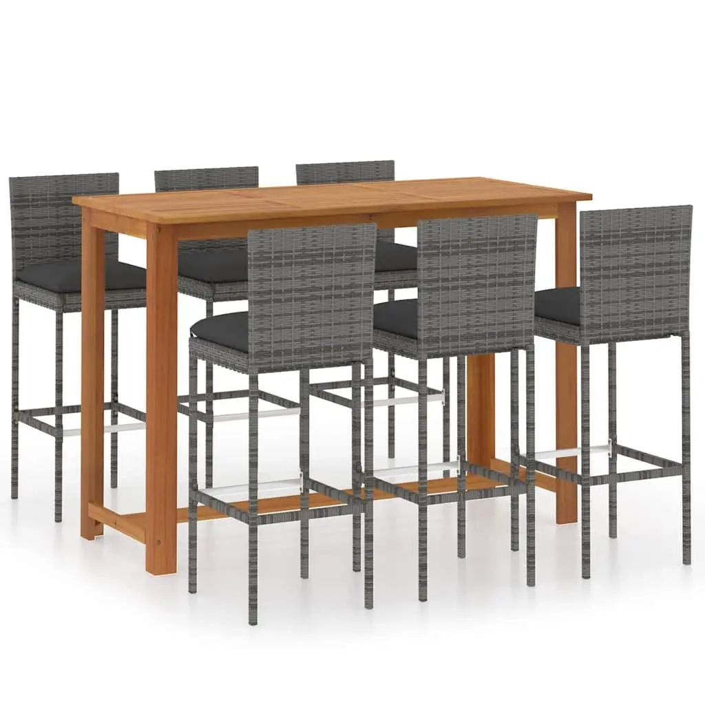 7-Piece Garden Bar Set with Cushions