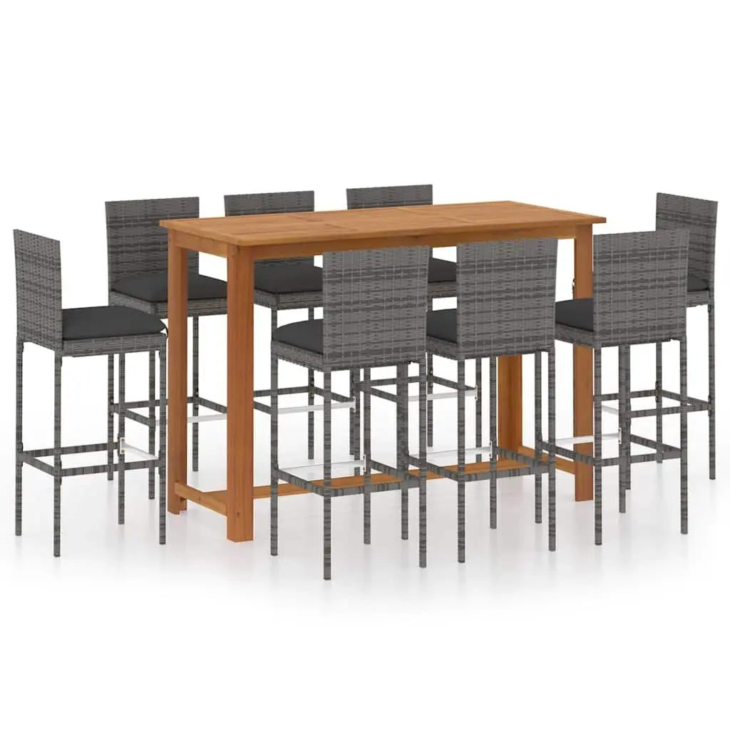 9 Piece Garden Bar Set with Removable Cushions