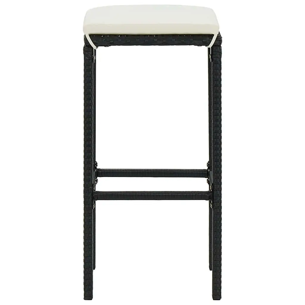 7 Piece Outdoor Garden Bar Set with Cushions Black Patio Furniture Dining
