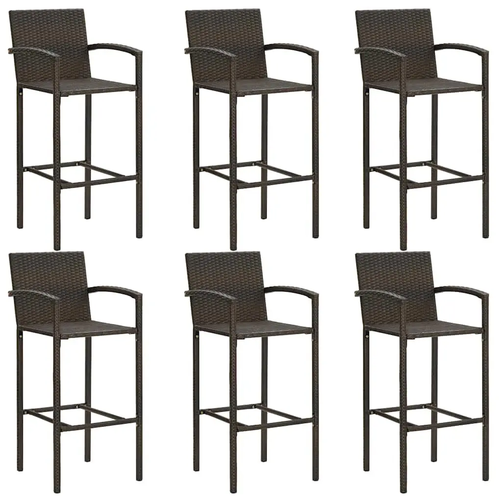 7 Piece Outdoor Garden Bar Set Brown Patio Furniture Table Stools