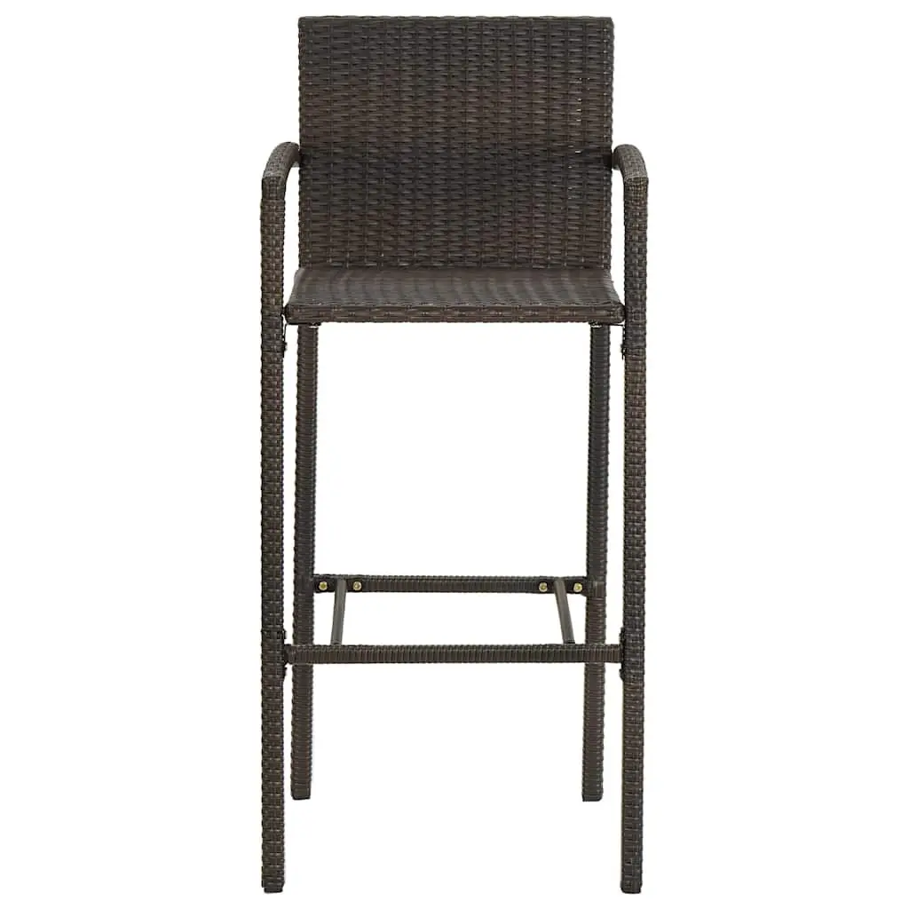 7 Piece Outdoor Garden Bar Set Brown Patio Furniture Table Stools