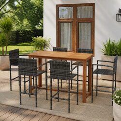 Compact and Confident 7 Piece Outdoor Bar Set