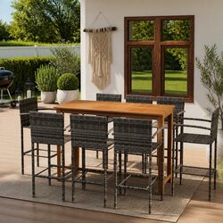 Concise 9 Piece Outdoor Garden Bar Set