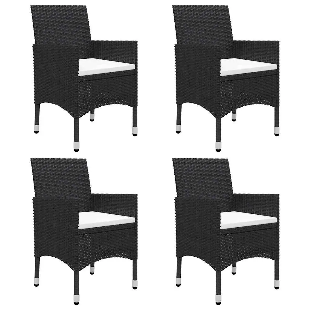 Garden Dining Set Black 5 Piece Outdoor Furniture Table Chairs with Cushions