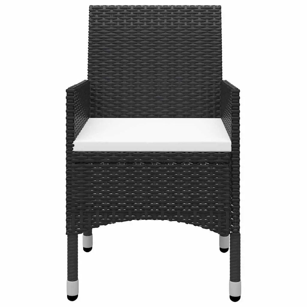 Garden Dining Set Black 5 Piece Outdoor Furniture Table Chairs with Cushions