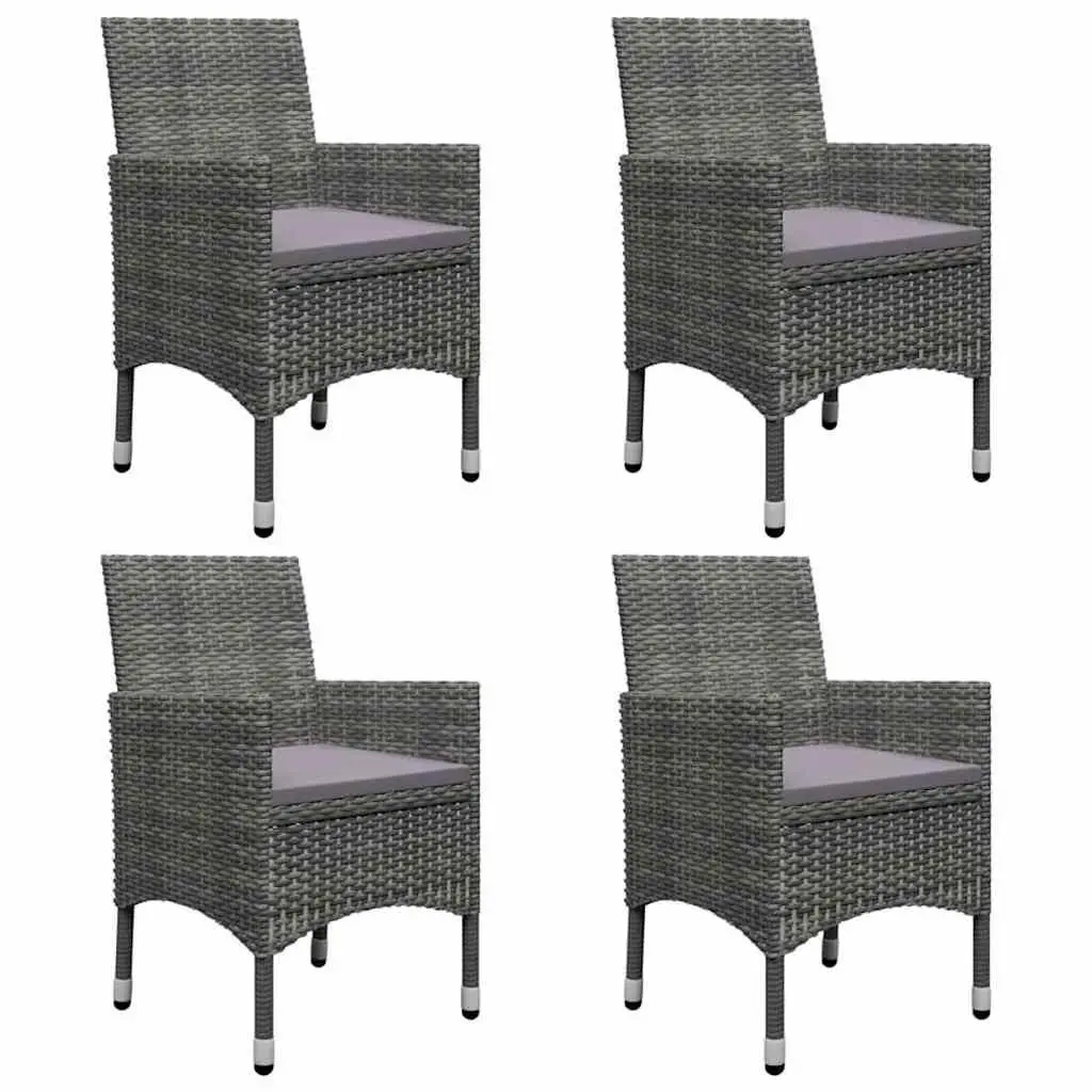 Garden Dining Set Grey 5 Piece Outdoor Table Chairs Acacia Wood Steel Frame