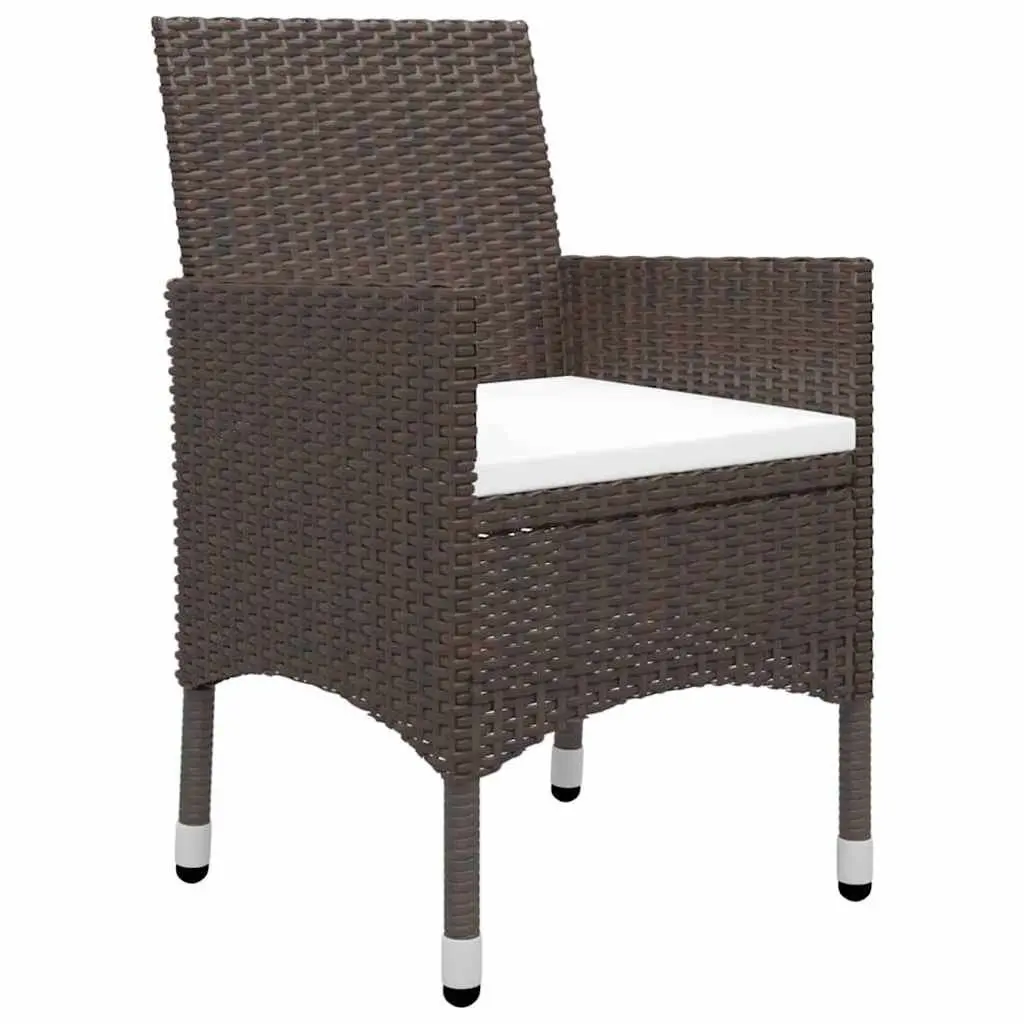 5 Piece Garden Dining Set Brown Acacia Wood Steel Frame PE Rattan Chairs