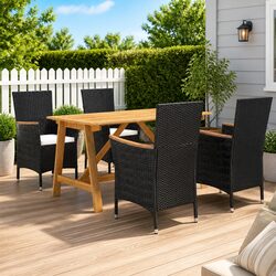 5 Piece Garden Dining Set Black Outdoor Furniture Table Chairs Patio Seating