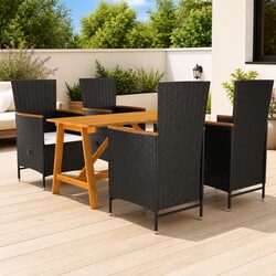 5 Piece Garden Dining Set Outdoor Furniture Table Chairs Black Reclining