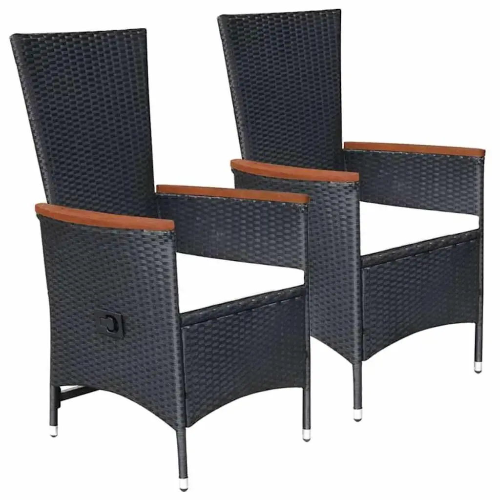 5 Piece Garden Dining Set Black Outdoor Table Chairs Reclining Backrest