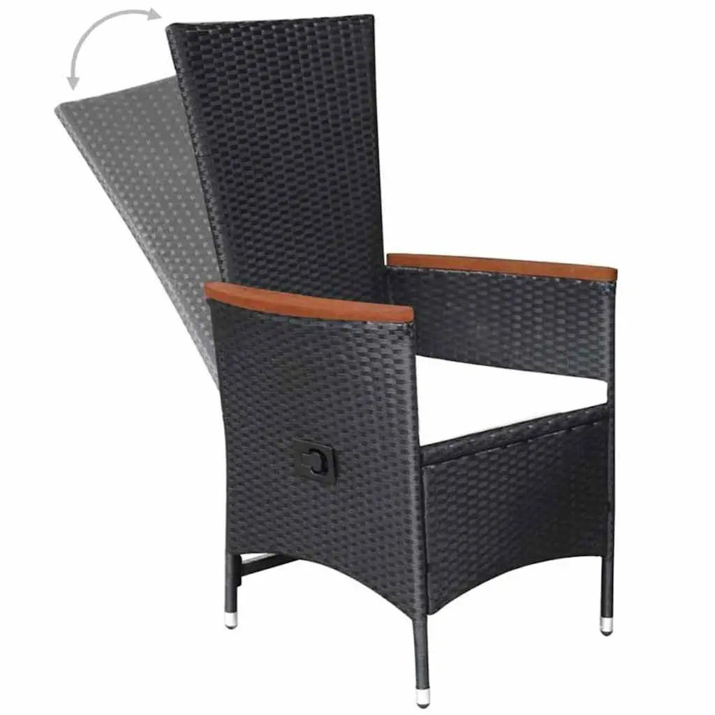 5 Piece Garden Dining Set Black Outdoor Table Chairs Reclining Backrest