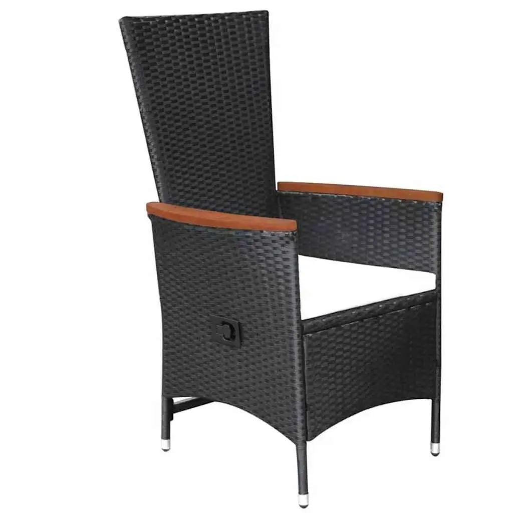 5 Piece Garden Dining Set Black Outdoor Table Chairs Reclining Backrest