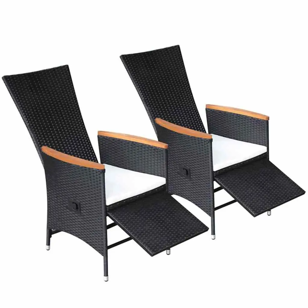 5 Piece Garden Dining Set Black Outdoor Table Chairs Reclining Backrest