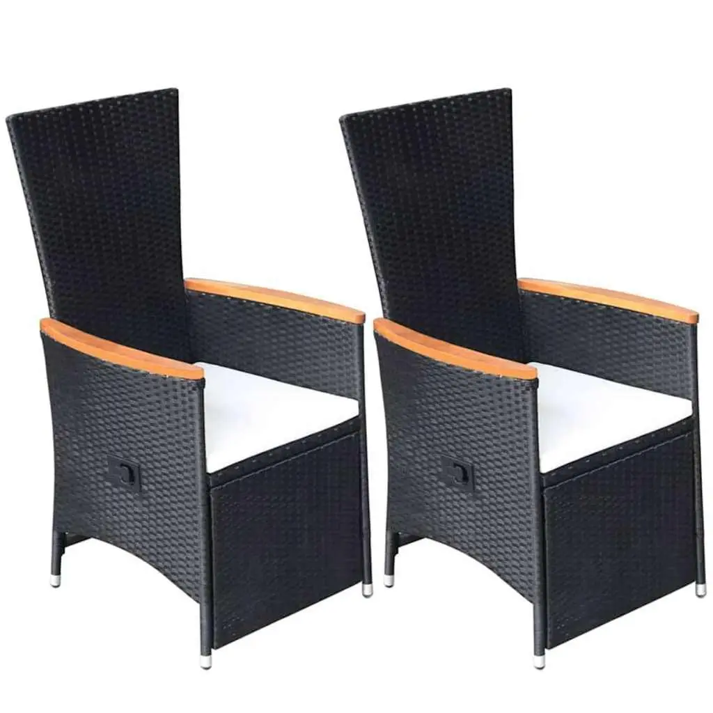 5 Piece Garden Dining Set Black Outdoor Table Chairs Reclining Backrest
