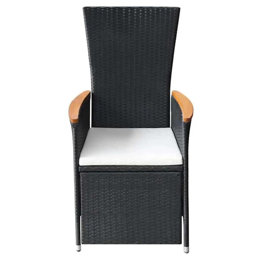 5 Piece Garden Dining Set Black Outdoor Table Chairs Reclining Backrest