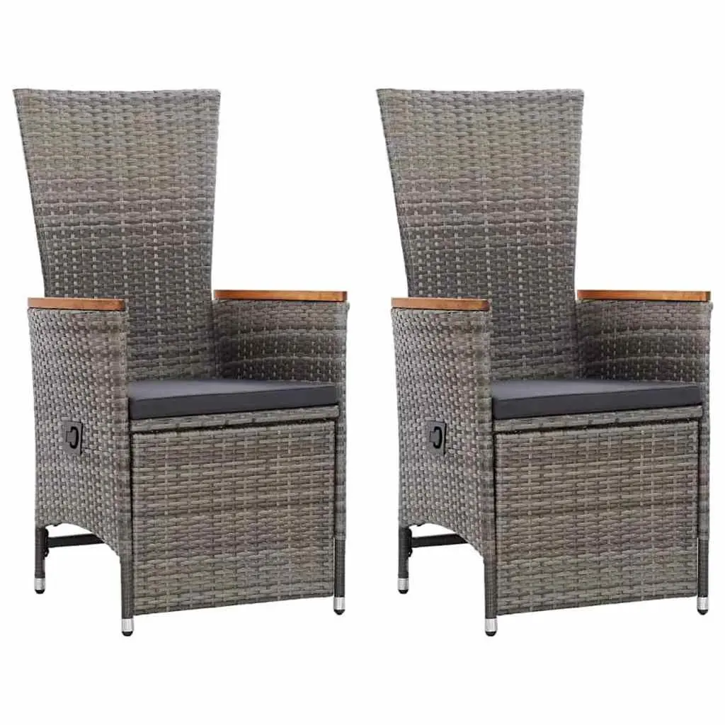 5 Piece Garden Dining Set Grey Acacia Wood Steel Frame Rattan Chairs Table