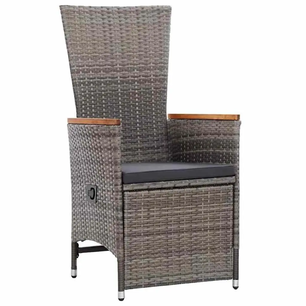 5 Piece Garden Dining Set Grey Acacia Wood Steel Frame Rattan Chairs Table